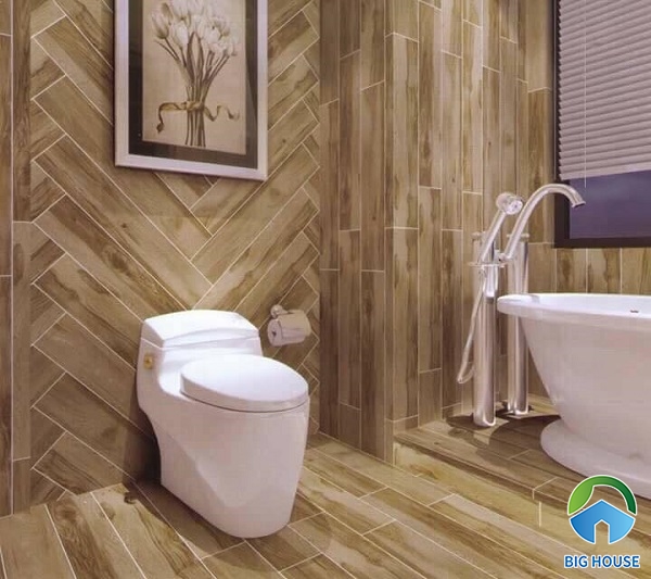 Gạch giả gỗ trang trí nhà tắm mang lại giá trị thẩm mỹ cao 