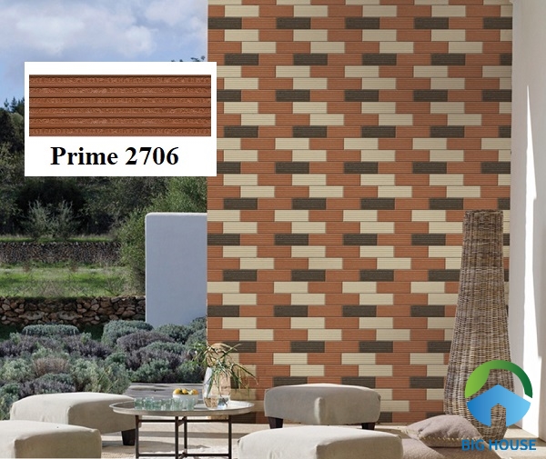Gạch thẻ Prime 2706 10x30 ốp tường ngoại thất có bề mặt nhám và định hình